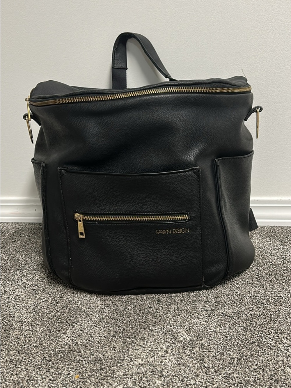 Fawn Design Black Leather Backpack “The Original”